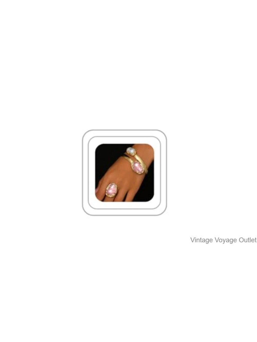 Women's Faux Pearl Bracelet & Ring Set Chunky Cuff Adjustable Jewelry Set
